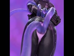 Purple tentacle fucking the holes of futanari
